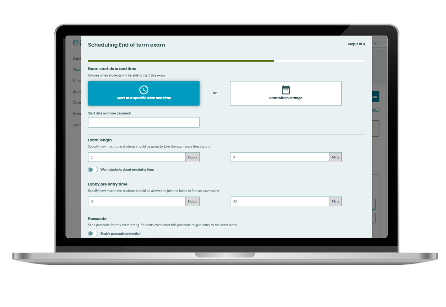 Screenshot of the BetterExaminations scheduling